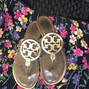 Gold Tory Burch Miller sandals